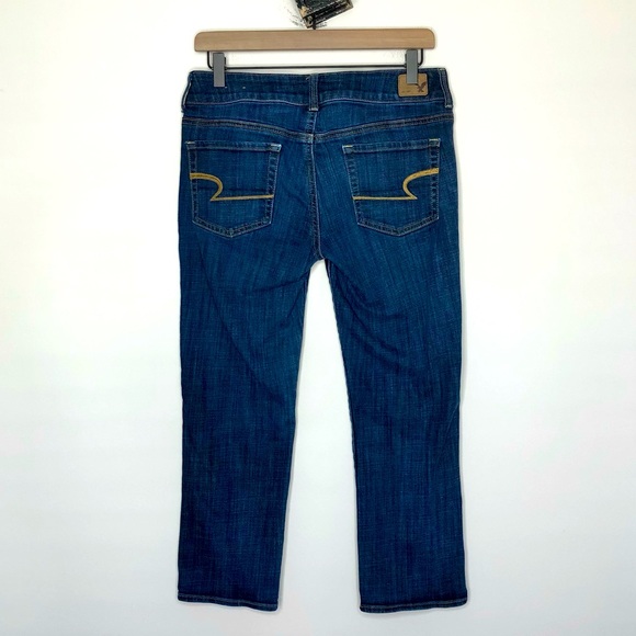 American Eagle Artist Crop Stretch Denim Blue Jeans Size 8 - Picture 2 of 4